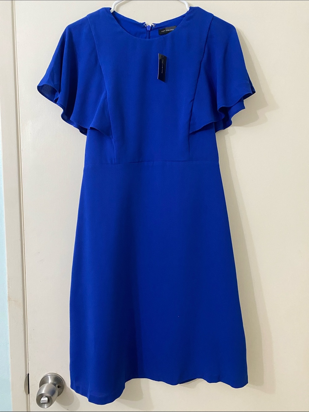 The Limited Cobalt Blue Flutter Sleeve Midi Dress